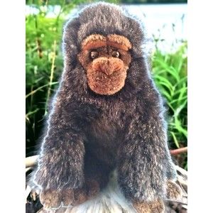 Vintage Ty George Gorilla 10" Plush Monkey Ape Brown Black Retired Stuffed Toy